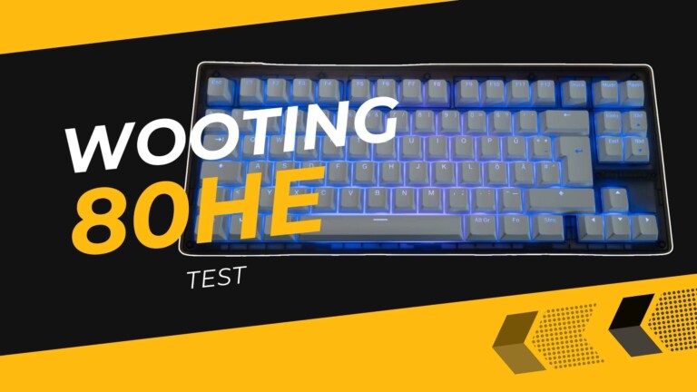Wooting 80HE Test: Hall-Effect trifft Rapid Trigger – Gaming und Custom vereint? Wichtige Tastatur mit blauer Beleuchtung und mechanischen Keycaps für Gaming und Büro.